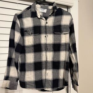Old Navy Black and White Plaid Button-Down Shirt